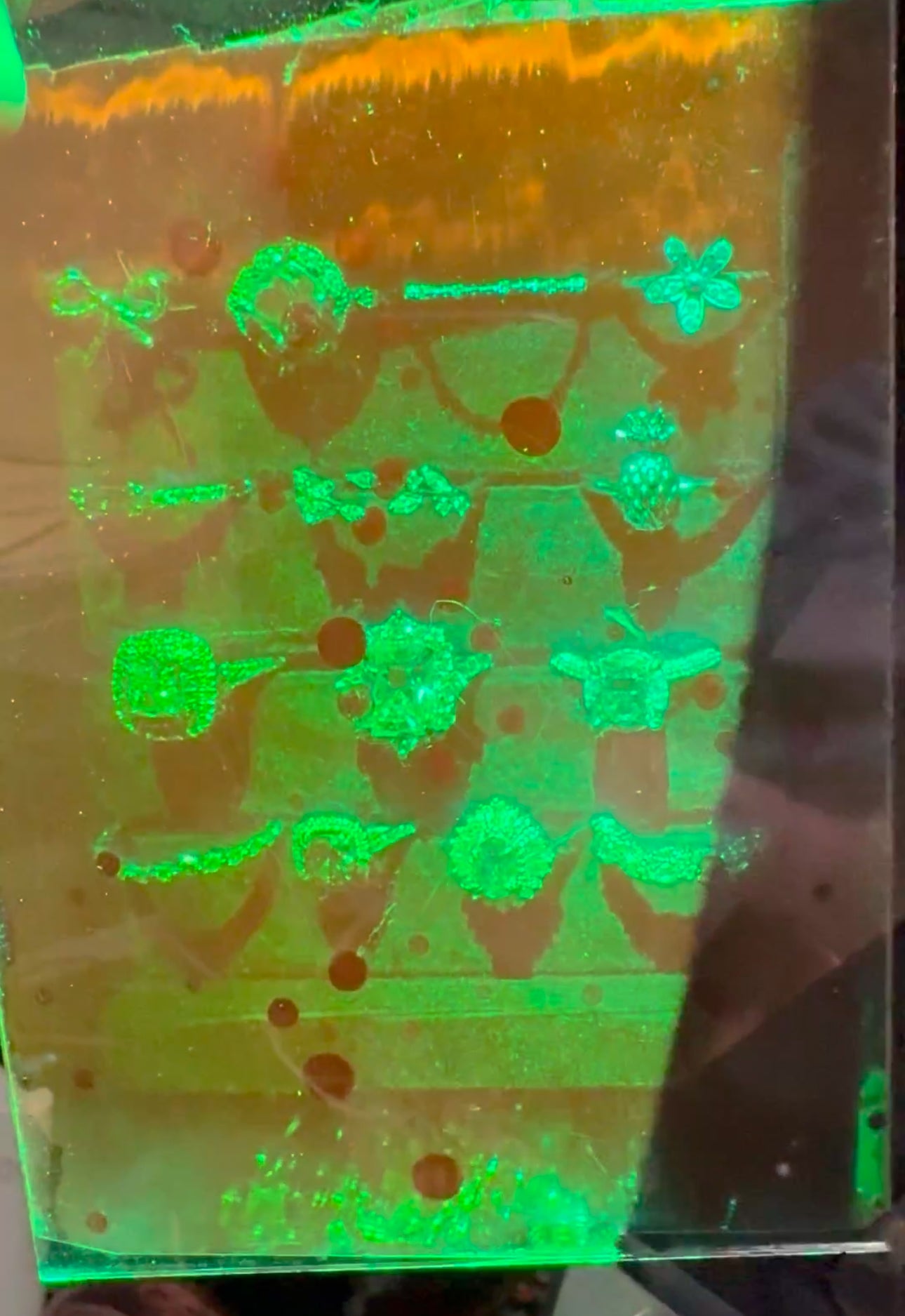 Hologram — Ring Collection in Green on Glass ~4”x5”