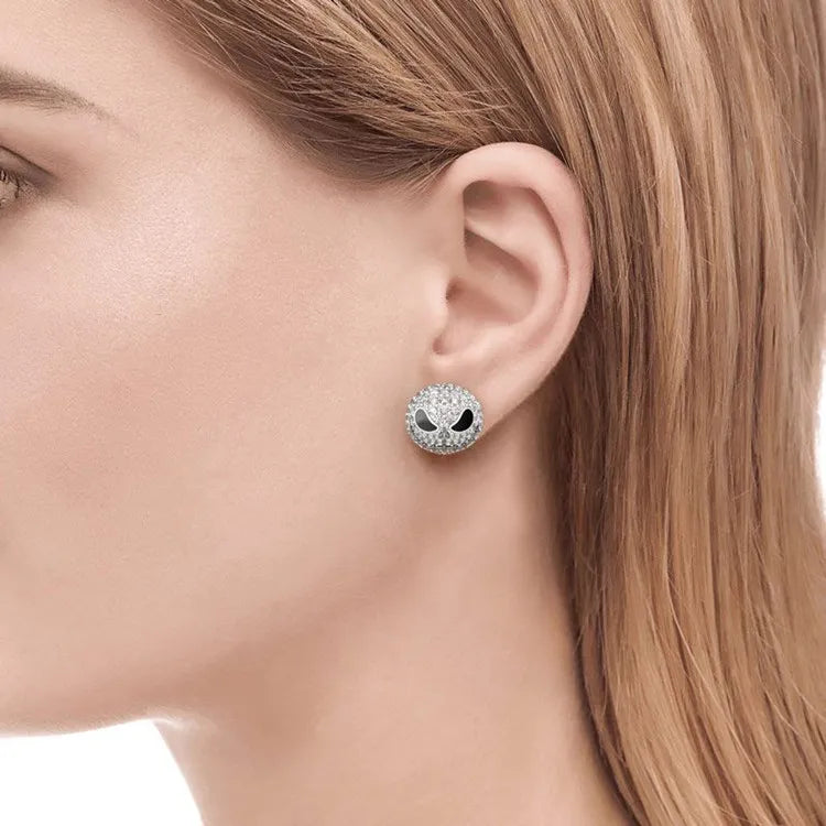 Jack Circle Crystal Earrings Nightmare Before Christmas Cartoon Gothic Party Jewelry Skull Stud Earrings Women