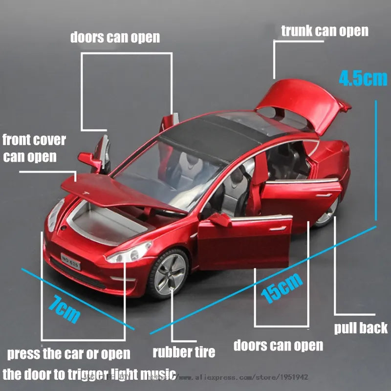 New 1:32 Tesla MODEL 3 Alloy Car Model Diecasts & Toy Vehicles Toy Cars Free Shipping Kid Toys For Children Gifts Boy Toy