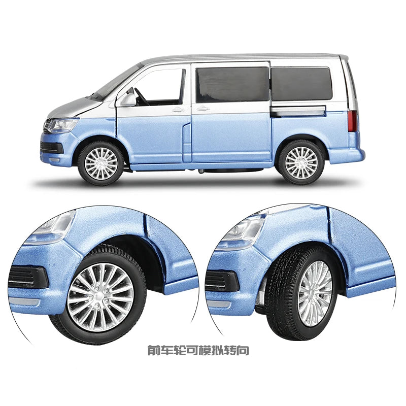 1/32 Multivan T6 Business Metal Alloy Diecast Car Model Miniature Model With Sound Light Model Gift Toys For Children's Vehicle