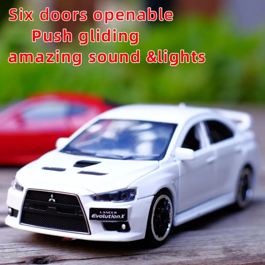 Toy Car 1:32 Mitsubishi Lancer Evolution X Metal Alloy Diecast Car Model Miniature Model With Sound Light Model For Children Car