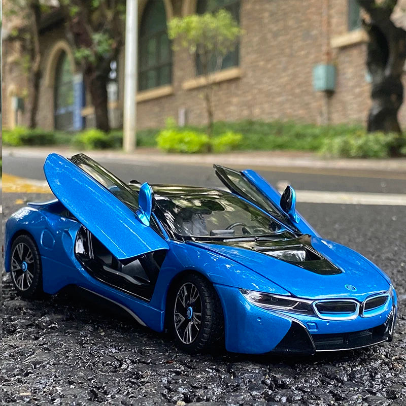 Free delivery 1:24 BMW I8 Supercar alloy car model Diecasts & Toy Vehicles Collect gifts Non-remote control type transport toy