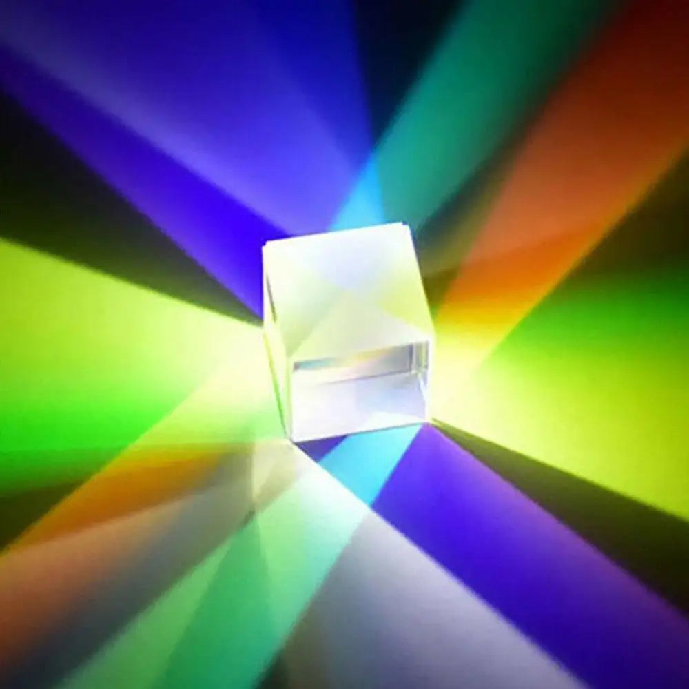Dichroic Glass Optical Color X-Cube Four Side Polished Experiment For Teaching 12.7*12.7*12.7m Cube Rainbow Glass Prism Las B3N4