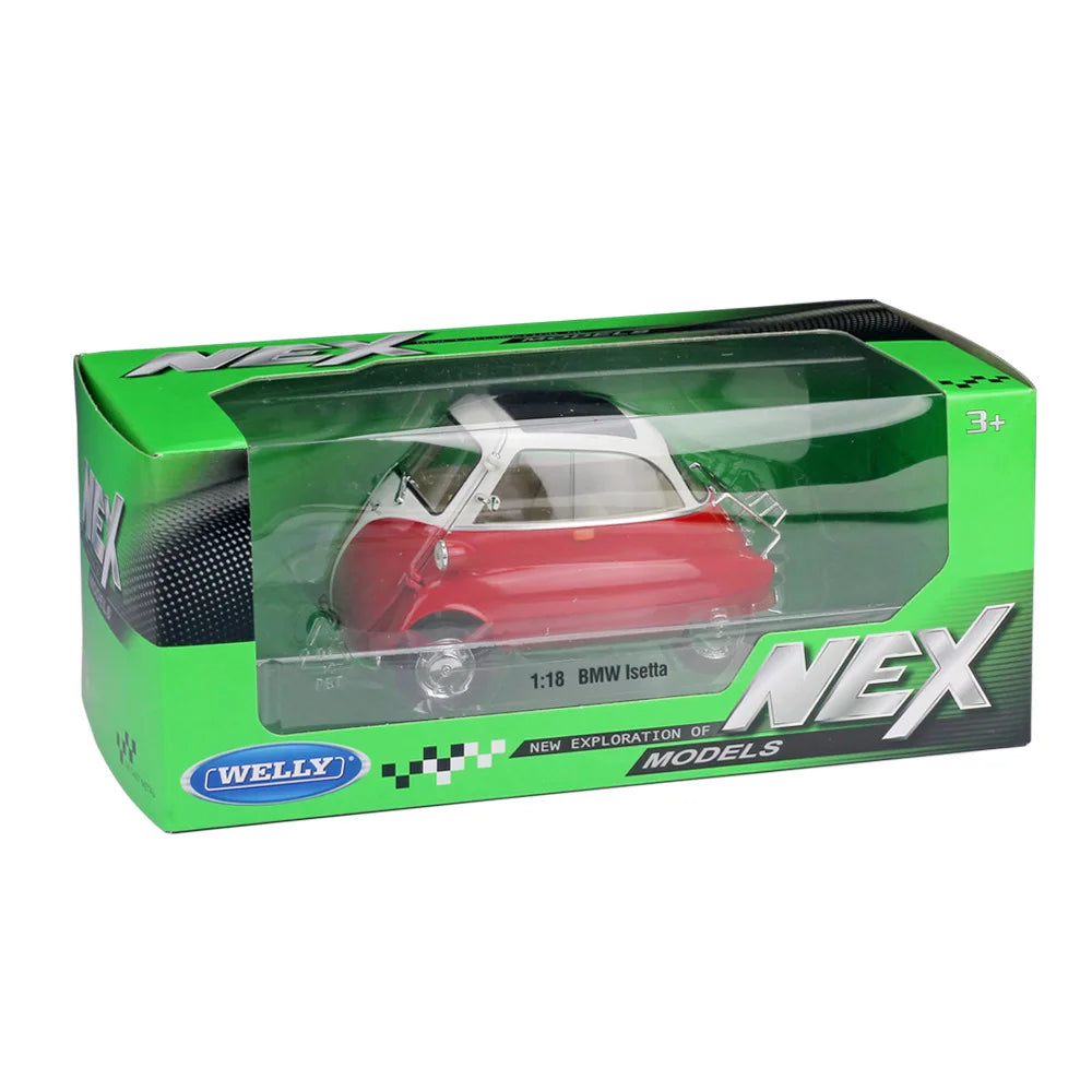 WELLY 1:18 Scale Diecast Car BMW Isetta Simulator Classic Model Car Alloy Metal Toy Car For Kid Gift Craft Decoration Collection