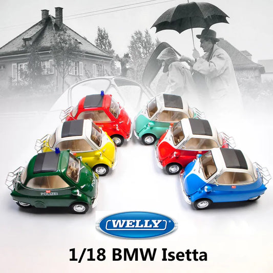 WELLY 1:18 Scale Diecast Car BMW Isetta Simulator Classic Model Car Alloy Metal Toy Car For Kid Gift Craft Decoration Collection