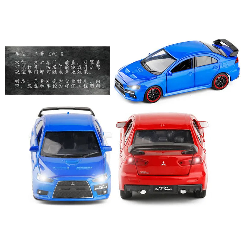 Toy Car 1:32 Mitsubishi Lancer Evolution X Metal Alloy Diecast Car Model Miniature Model With Sound Light Model For Children Car