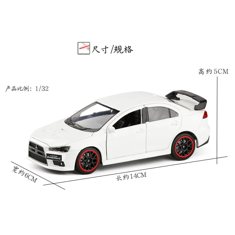 Toy Car 1:32 Mitsubishi Lancer Evolution X Metal Alloy Diecast Car Model Miniature Model With Sound Light Model For Children Car