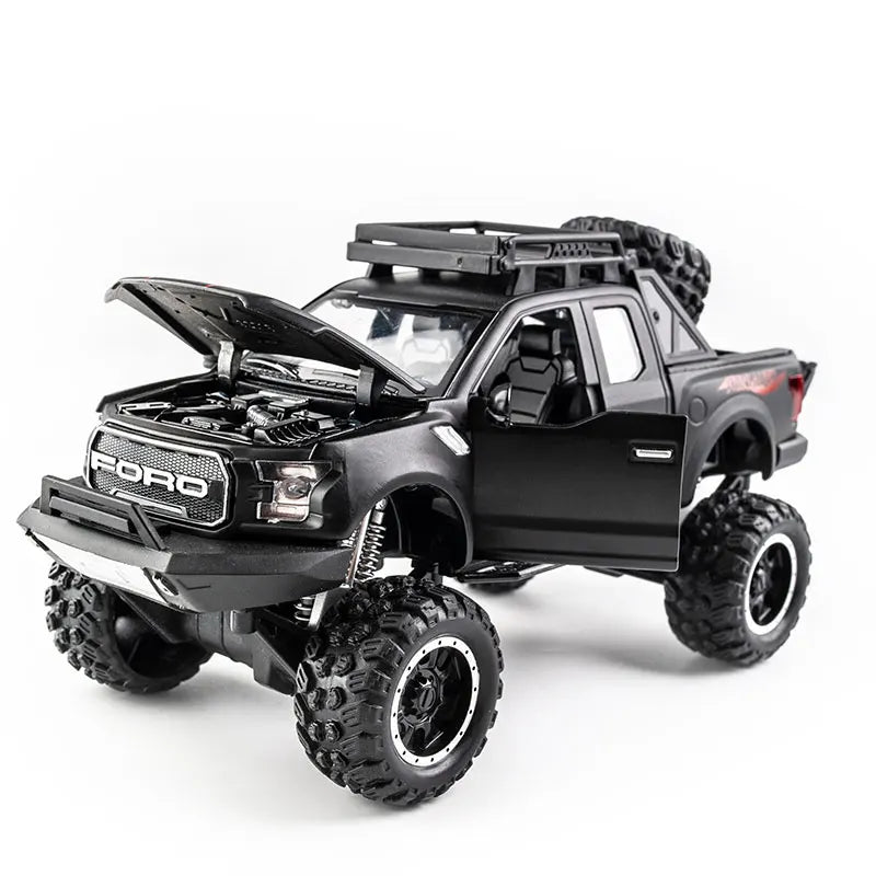 New 1:32 Ford Raptor F150 Alloy Diecast Car Model Toys Sound Light Toy Pickup Truck Pull Back Vehicle For Children машинки