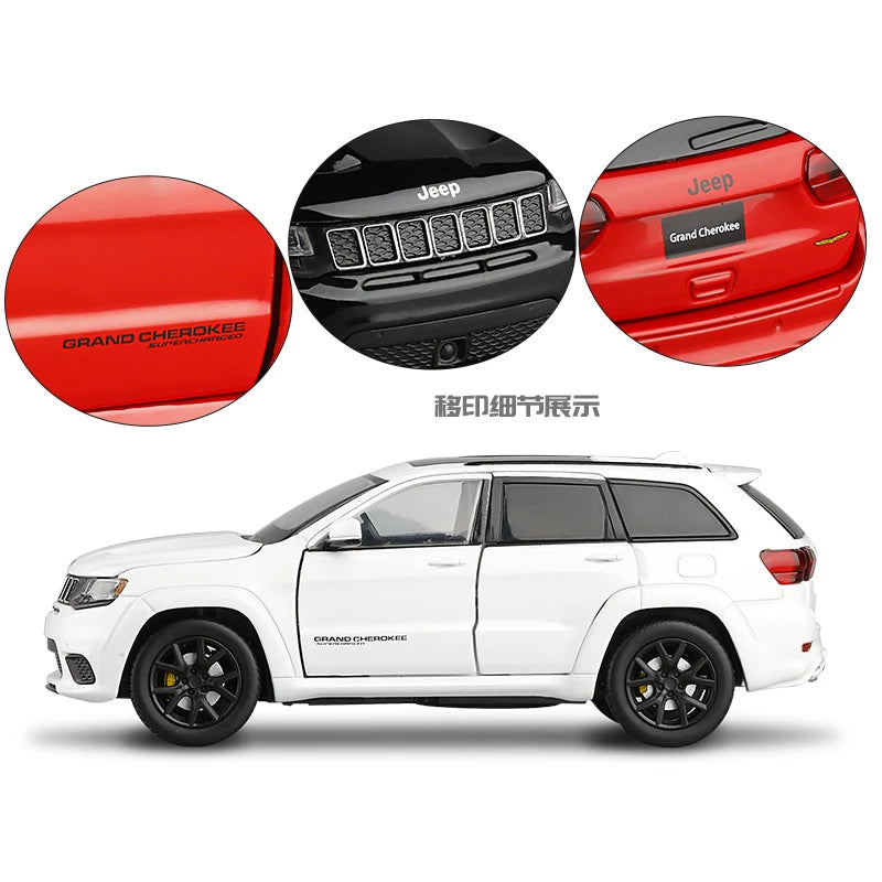 1:32 Jeep Grand Cherokee Metal Alloy Diecast Car Model Miniature Model With Sound Light Model Gift Toys For Children's Vehicle
