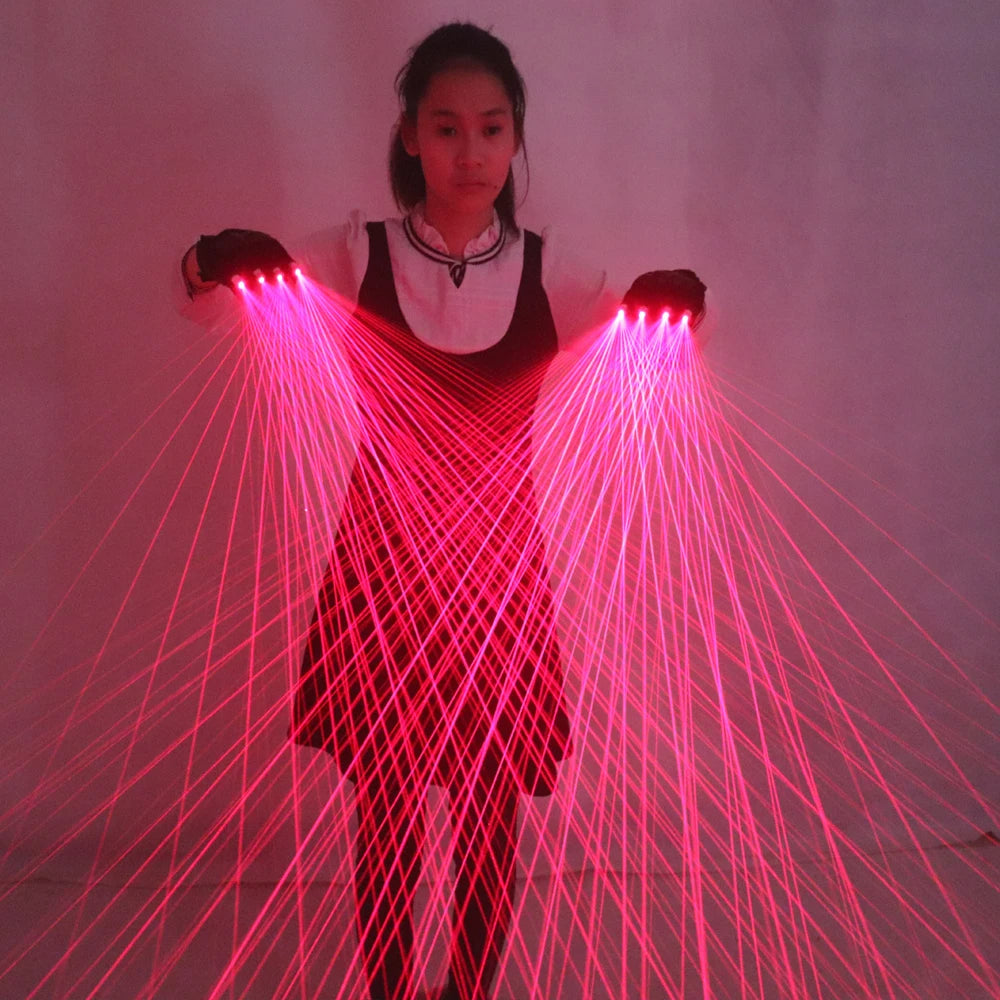 2 in 1 Multi-line Red Laser Gloves Green Red  Lazer Mitten Ray Gloves Rave Rechargeable Professional Stage Performance Costume