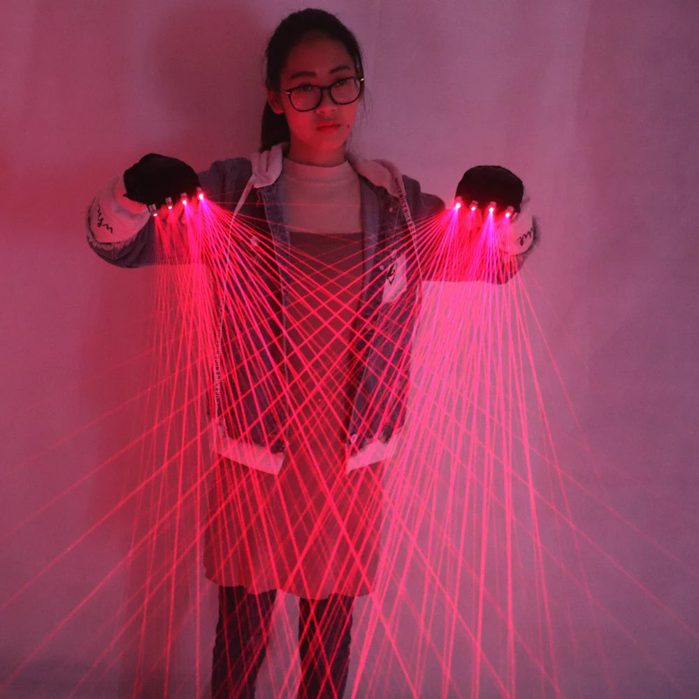 2 in 1 Multi-line Red Laser Gloves Green Red  Lazer Mitten Ray Gloves Rave Rechargeable Professional Stage Performance Costume