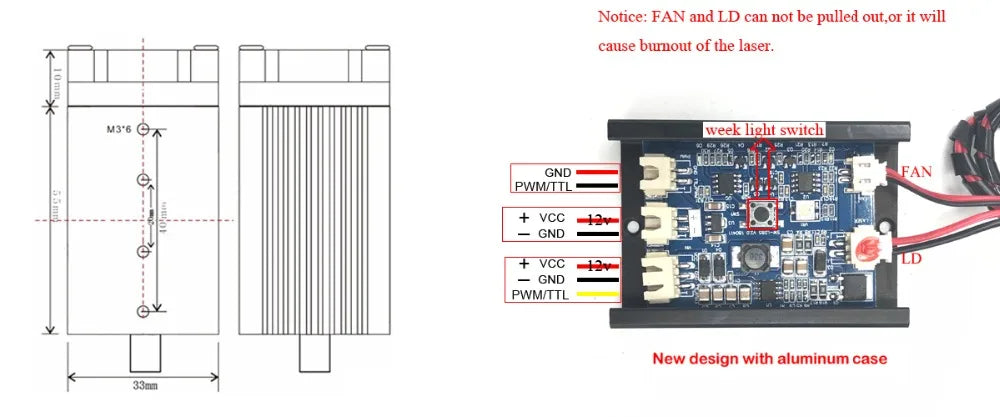 500mw 405NM blue purple laser module engraving,with TTL PWM control focusing tube diode+ goggles