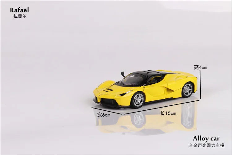 1:32 Rafah sports car Metal Alloy Diecast Car Model Miniature Scale Model Sound and Light Electric Car Toys For Children