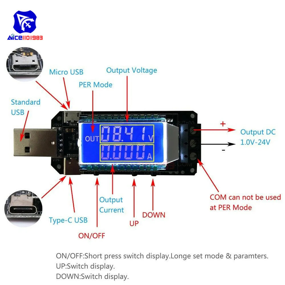 diymore DC-DC USB Step UP/Down Power Supply Module 3.5V-12V to 1.0V-24V Adjustable Boost Buck Converter Voltage Regulator Board