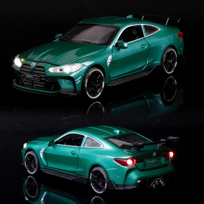 1:32 M4 Alloy Racing Car Model Diecasts Metal Toy Sports Car Model Collection Sound and Light High Simulation Childrens Toy Gift
