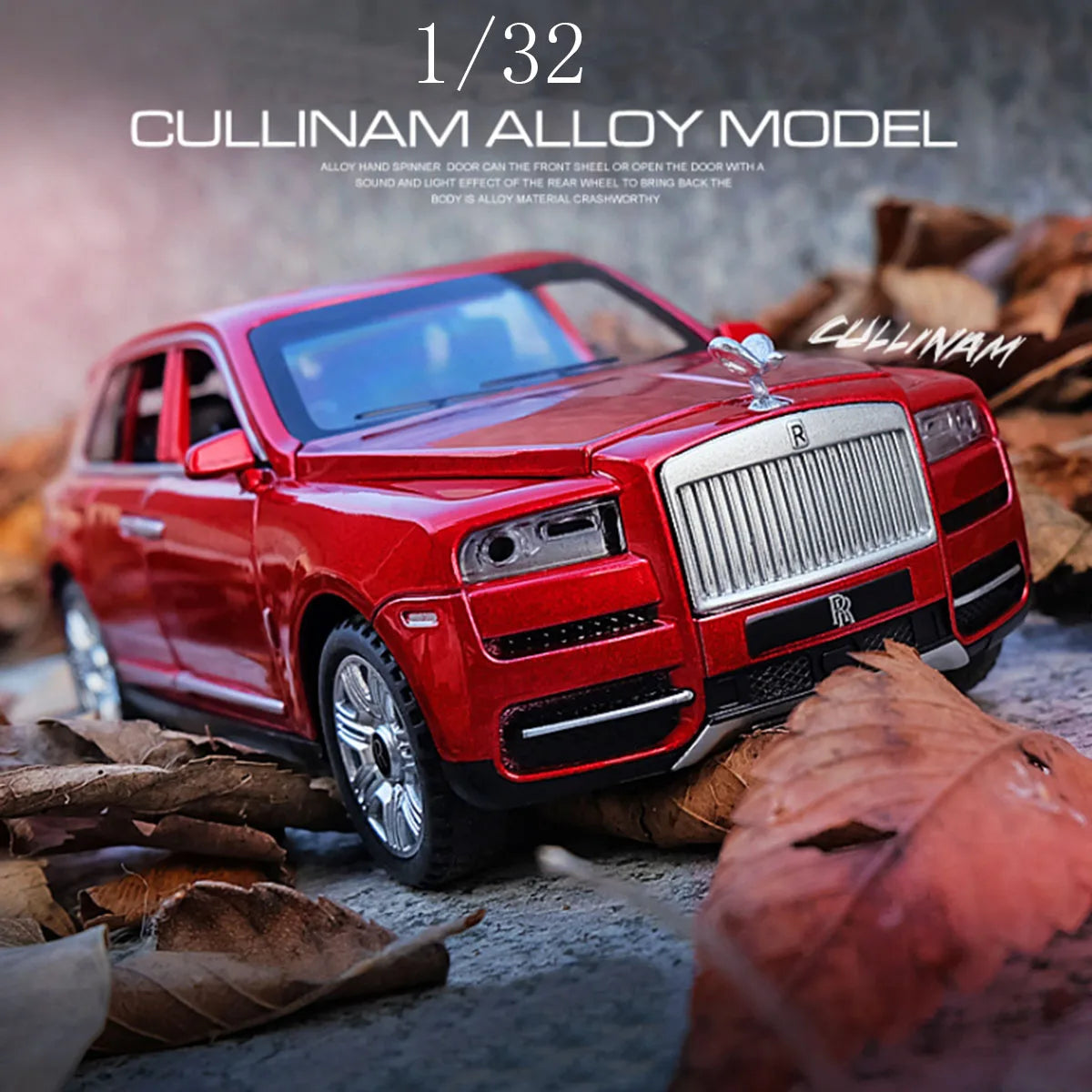 1:32 Scale Rolls Royce Cullinan Diecast Car Metal Model Sound And Light Pull Back SUV 7 Doors Can Be Opened For Kids Gifts Toys