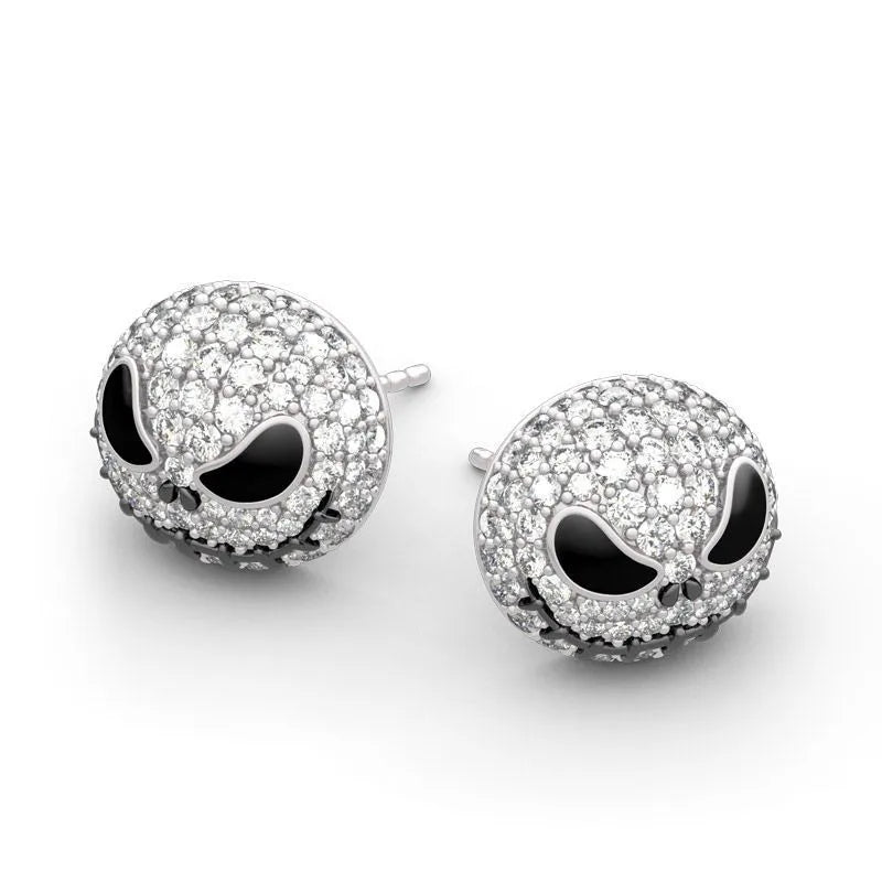 Jack Circle Crystal Earrings Nightmare Before Christmas Cartoon Gothic Party Jewelry Skull Stud Earrings Women