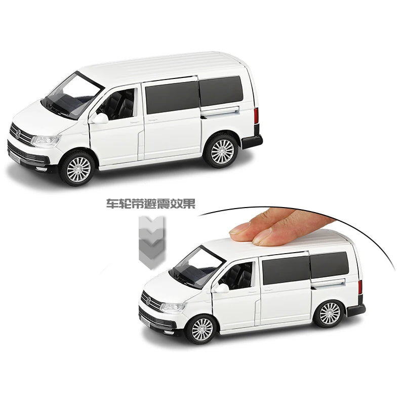 1/32 Multivan T6 Business Metal Alloy Diecast Car Model Miniature Model With Sound Light Model Gift Toys For Children's Vehicle