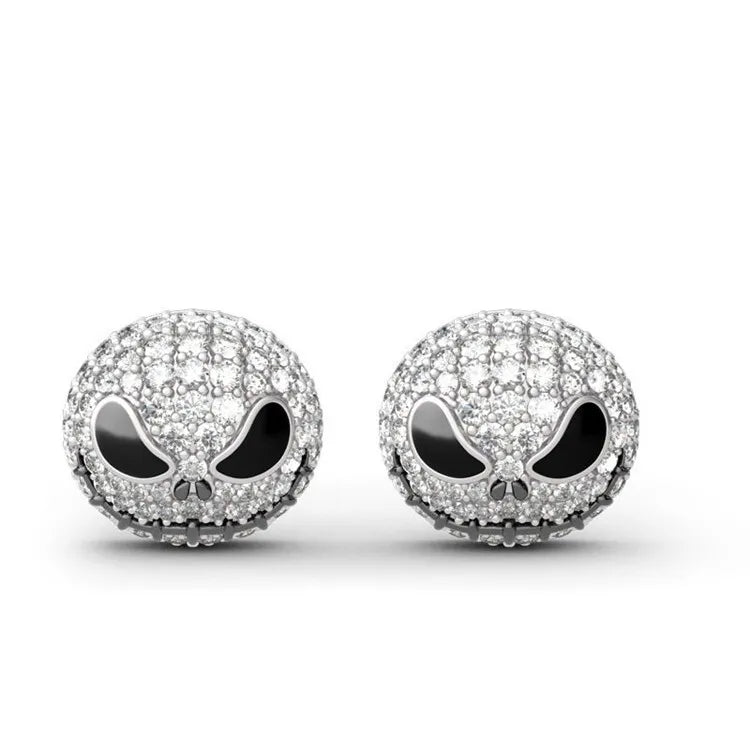 Jack Circle Crystal Earrings Nightmare Before Christmas Cartoon Gothic Party Jewelry Skull Stud Earrings Women