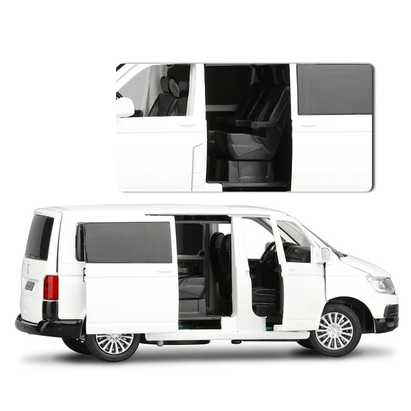 1/32 Multivan T6 Business Metal Alloy Diecast Car Model Miniature Model With Sound Light Model Gift Toys For Children's Vehicle