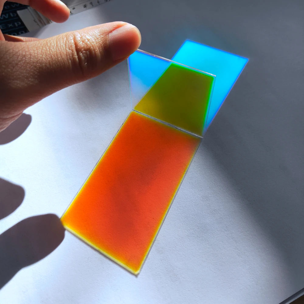 Dichroic glass plate color glass Reflection blue transmission red 44*44*0.8mm