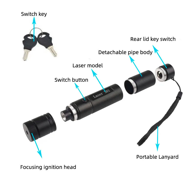 Hunting 532nm 5mw Green Laser Sight 301 Pointer High Powerful Adjustable Focus Lazer Red Lasers Pen Burning Match (no Battery)