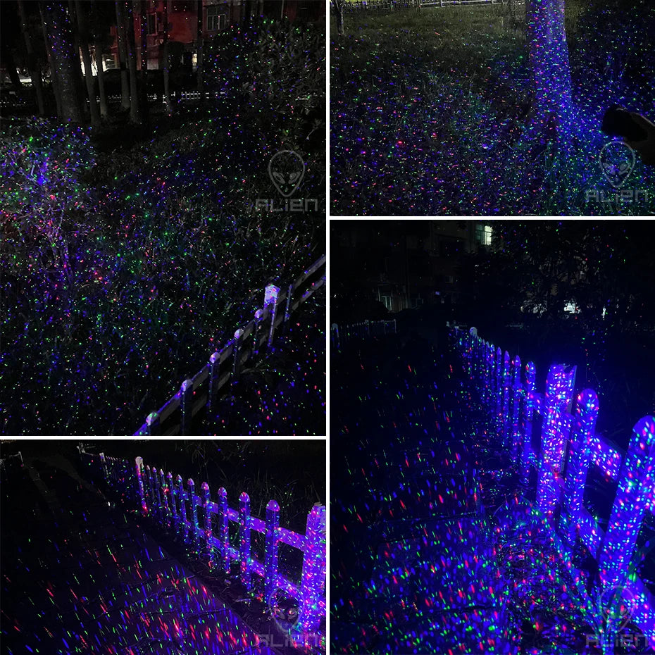ALIEN Moving Static Red Green Blue Dots Star Christmas Laser Light Projector Outdoor Garden Waterproof Holiday Xmas Tree Lights