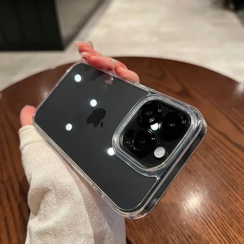 Transparent Shockproof Hard Acrylic Case For iPhone 15 14 13 12 Mini 11 Pro XS Max X XR 7 8 Plus SE 2 Soft Silicone Bumper Covering