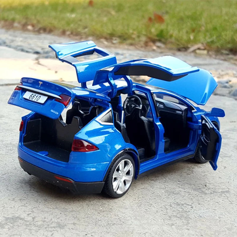 1:32 Tesla Model-X Alloy Car Diecast Sound And Light Pull Back Model Toy Vehicle Metal Car Simulation Collection Toys for boys