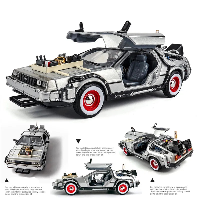 Welly 1:24 Back To The Future Time Machine Diecast Alloy Model Car DMC-12 Delorean Metal Toy Car Gift Collection Car Model B186
