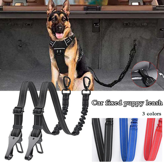 3-in-1 Pet/Dog Seat Belt — Nylon Reflective Adjustable Vehicle Harness with Lead Clip Safety Traction Rope For Small & Large Dogs