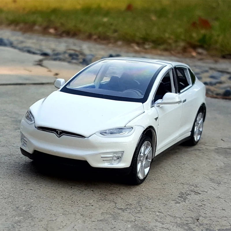 1:32 Tesla Model-X Alloy Car Diecast Sound And Light Pull Back Model Toy Vehicle Metal Car Simulation Collection Toys for boys