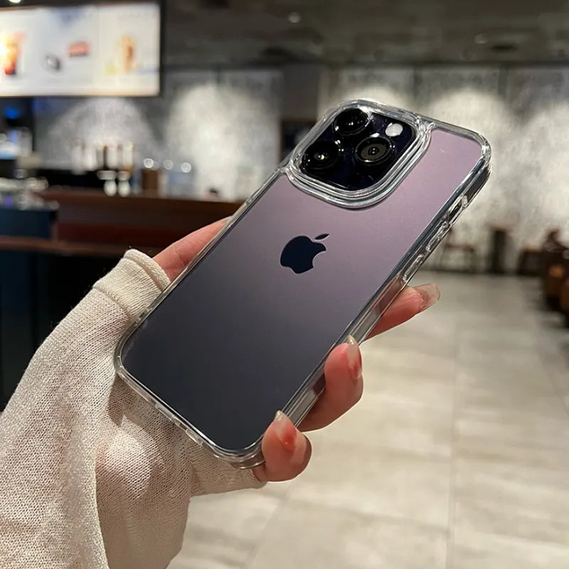 Transparent Shockproof Hard Acrylic Case For iPhone 15 14 13 12 Mini 11 Pro XS Max X XR 7 8 Plus SE 2 Soft Silicone Bumper Covering