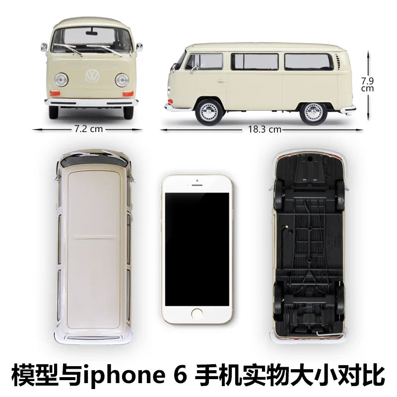 Welly 1:24 Volkswagen 1972 T2 Bus 1963 T1 Bus Van Simulation Alloy Car Model