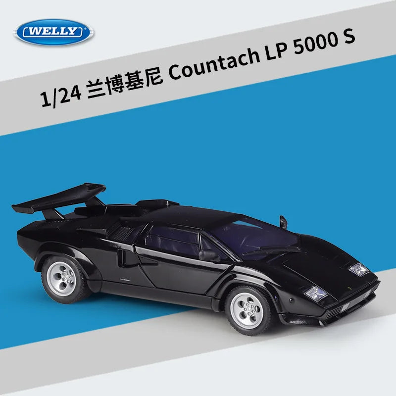 WELLY 1:24 Lamborghini Countach LP 5000 S sports car Diecast Car Metal Alloy Model Car Children's toys collection gifts B872