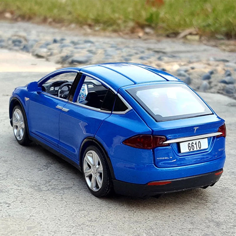 1:32 Tesla Model-X Alloy Car Diecast Sound And Light Pull Back Model Toy Vehicle Metal Car Simulation Collection Toys for boys