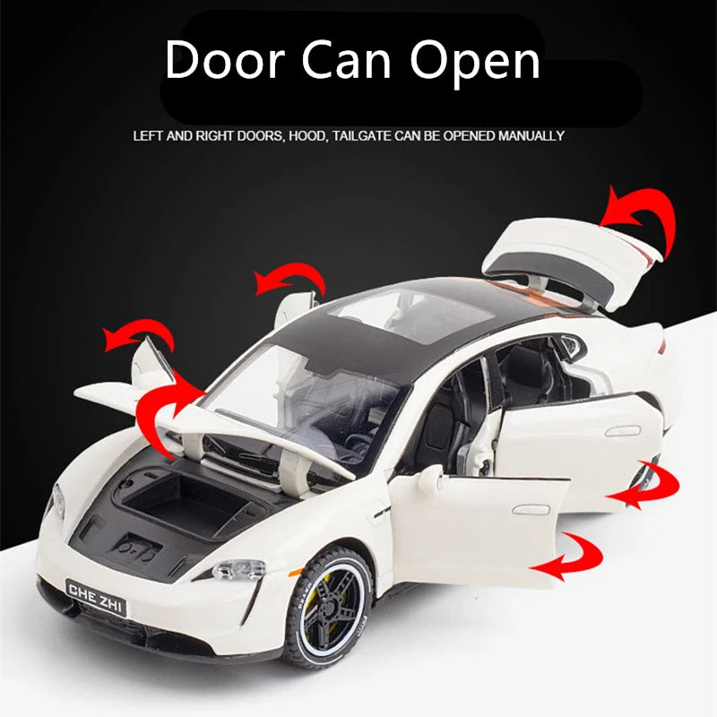 1:32 Porsches Taycan Coupe Alloy Car Model Diecast Metal Toy Sports Car Vehicles Model Simulation Sound and Light Childrens Gift