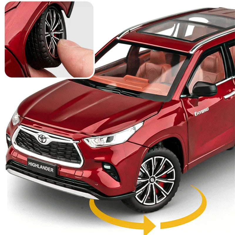 1:24 Toyota Highlander SUV Alloy Car Model Diecasts & Toy Metal Off-road Vehicles Car Model Simulation Sound and Light Kids Gift