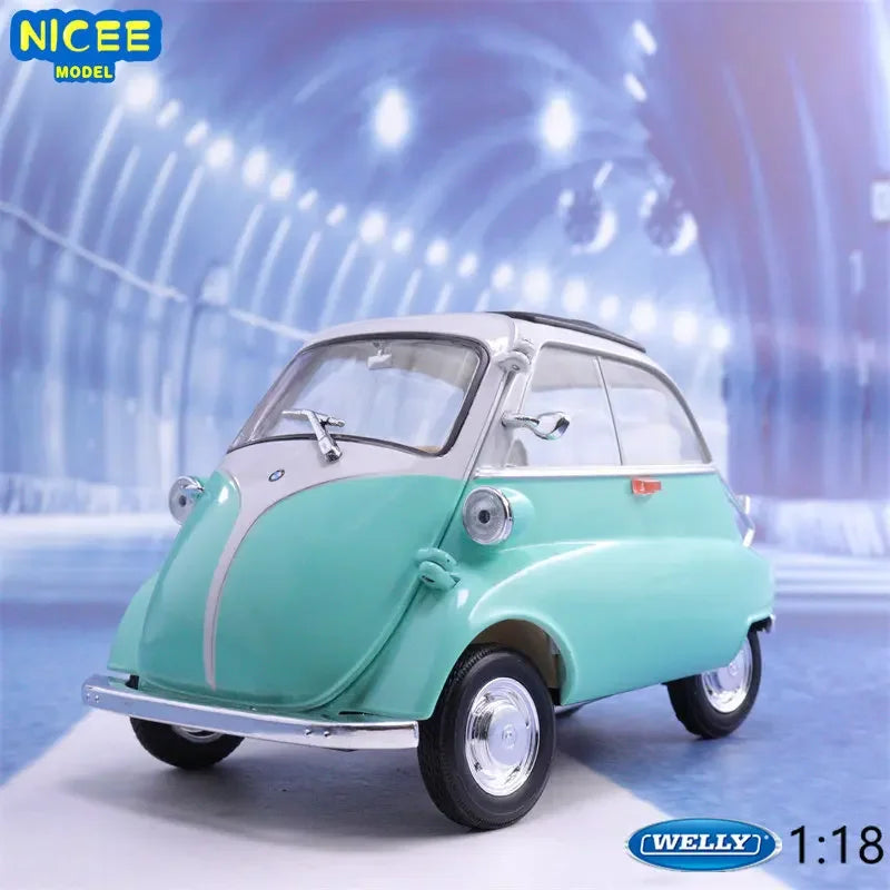 WELLY 1:18 BMW Isetta 6 Styles Diecast Model Car Classic Car Metal Alloy Toy Car for Children Gift Collection Decoration B1