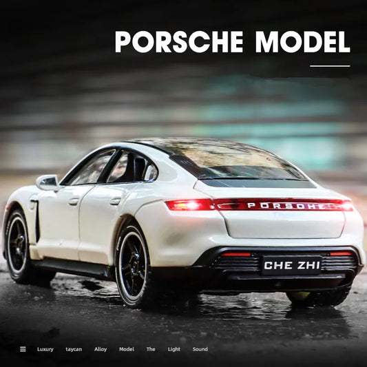 1:32 Porsches Taycan Coupe Alloy Car Model Diecast Metal Toy Sports Car Vehicles Model Simulation Sound and Light Childrens Gift