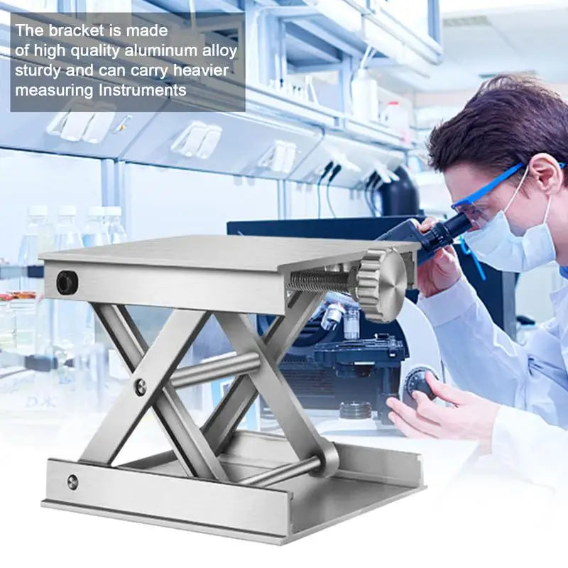 Lab Jack Lift Table Aluminium Alloy Laboratory Jack Scissors Stand Adjustable Router Lift Platform Min 0.8'Max 3.1'60kg