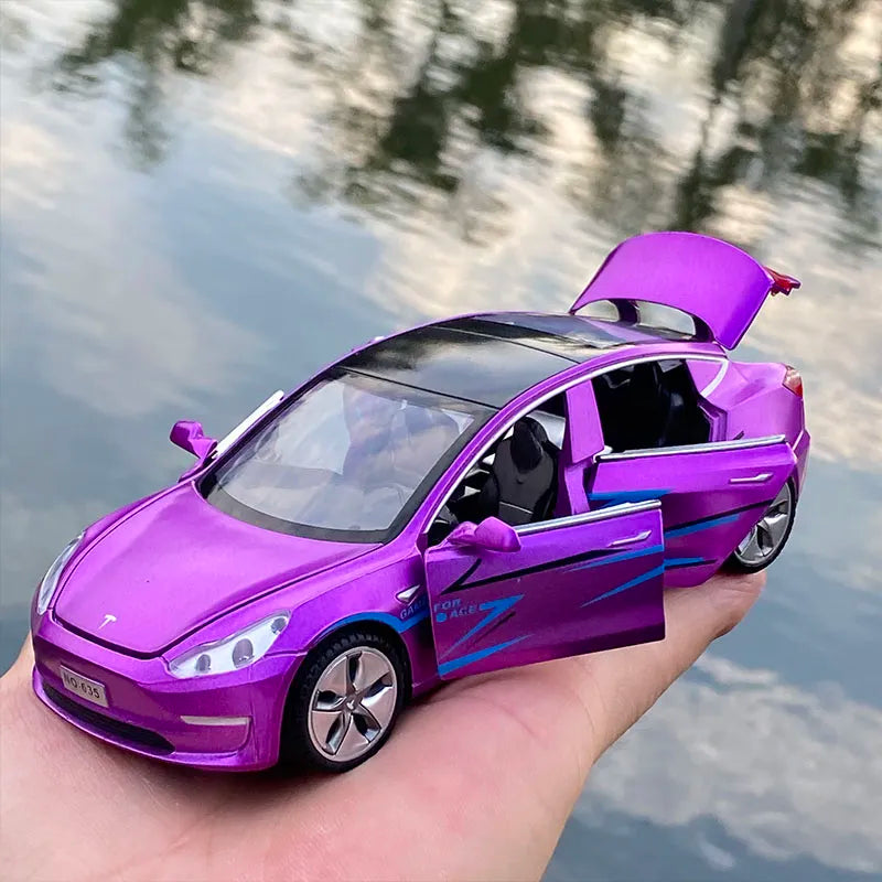 1:32 Tesla Model-X Alloy Car Diecast Sound And Light Pull Back Model Toy Vehicle Metal Car Simulation Collection Toys for boys