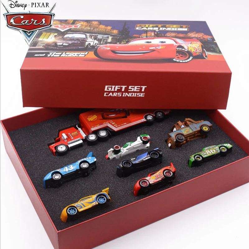 1:55 Disney Pixar Cars 3 Metal Diecast Car Model Toy Gift Set Lightning McQueen Jackson Mack Uncle Truck Boy Birthday Toys Gift