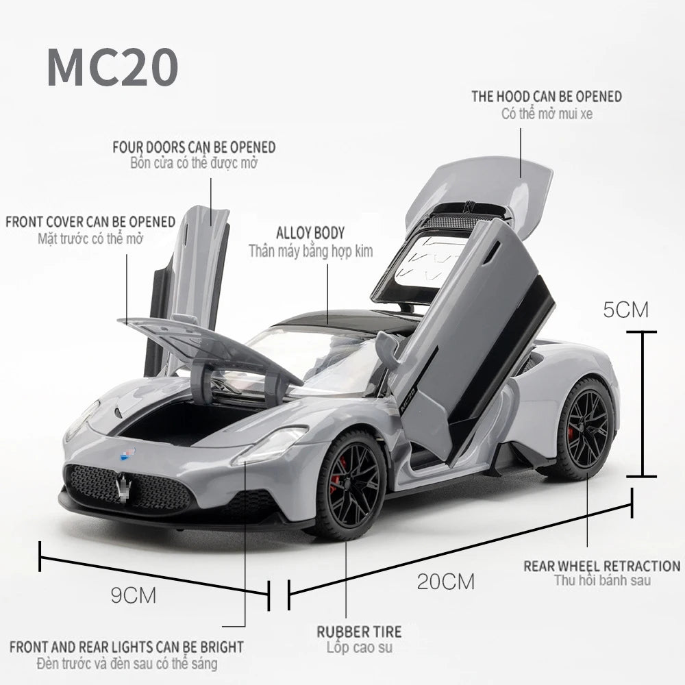 1:24 Simulation Maserati MC20 SPORT Alloy Cars Toy Diecast Vehicles Metal Model Car Decoration For Kids Christmas Gift Boy Toy