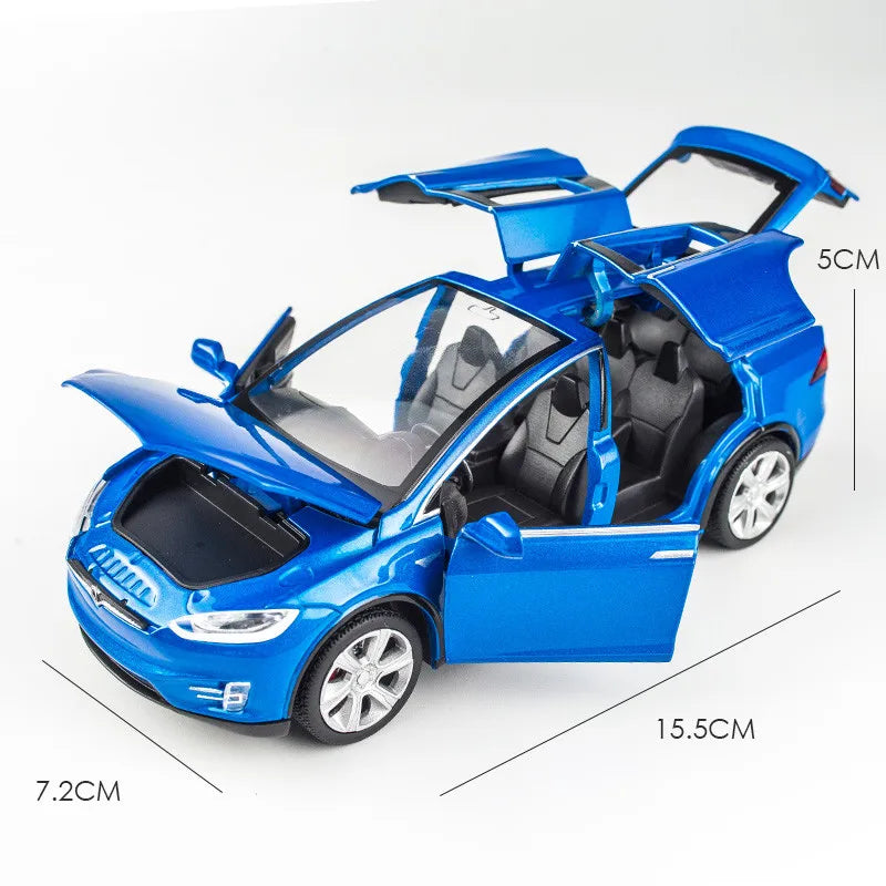 1:32 Tesla Model-X Alloy Car Diecast Sound And Light Pull Back Model Toy Vehicle Metal Car Simulation Collection Toys for boys
