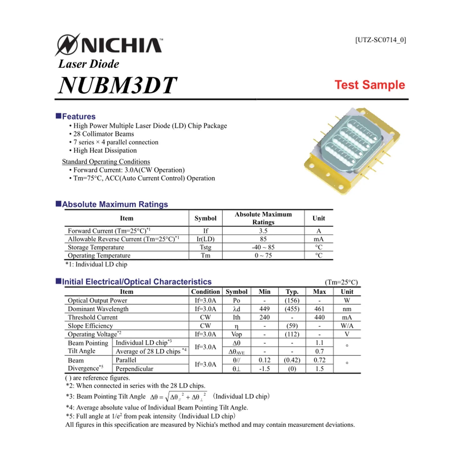 Secondhand NUBM3D 455nm 156W Blue Multiple Laser Diode LD Bank