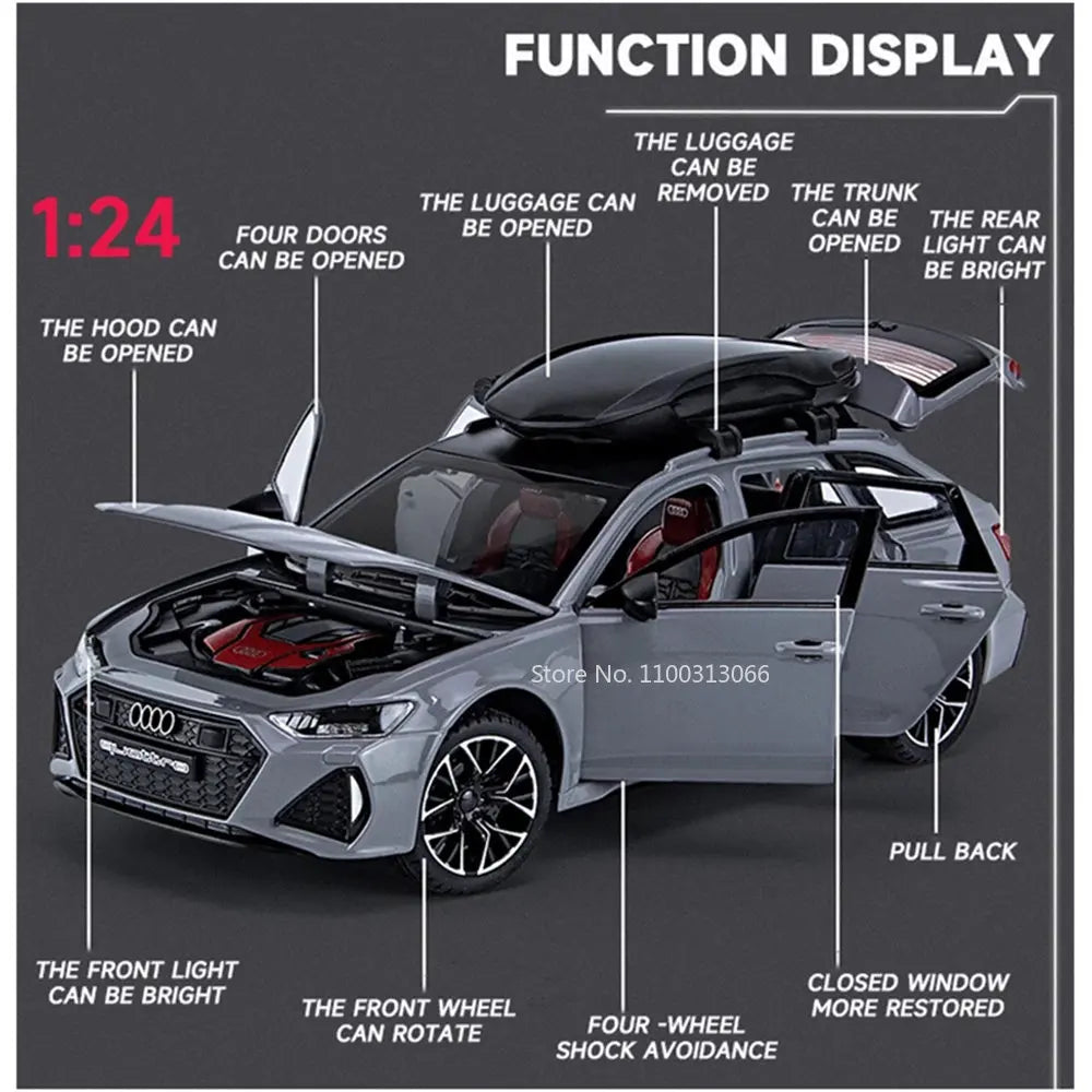 1:24 Simulator Audi RS6 Alloy Diecast Car Model Toys 6 Door Can Be Opened Vehicle Decoration Ornaments Kids Birthday Toys Gifts