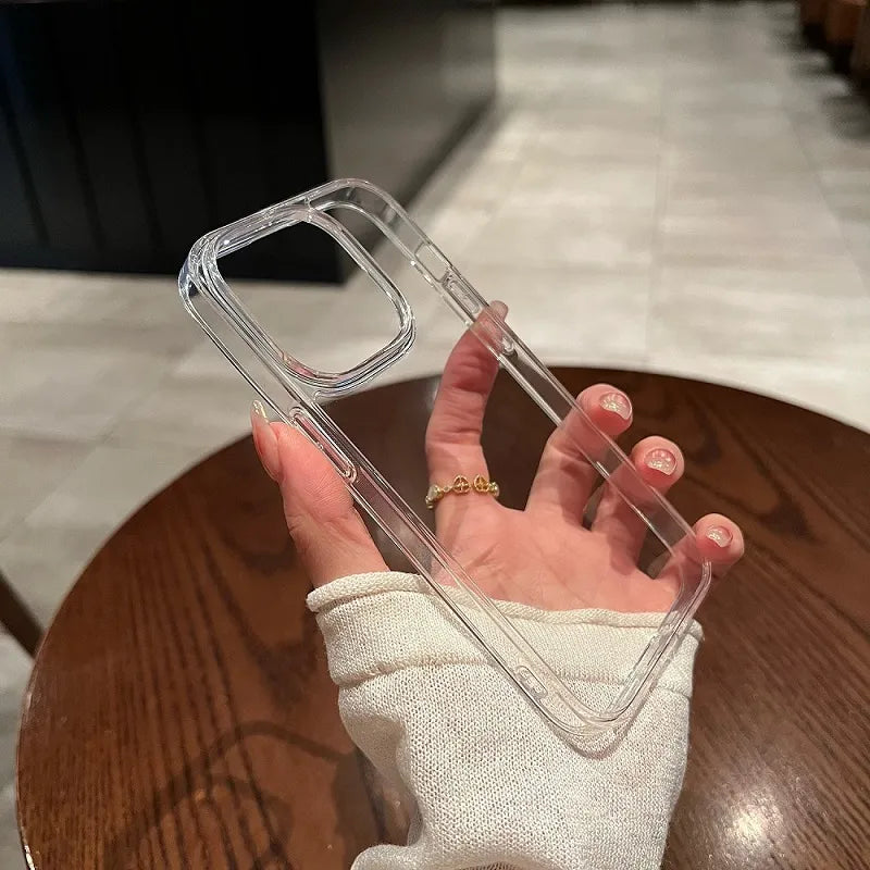 Transparent Shockproof Hard Acrylic Case For iPhone 15 14 13 12 Mini 11 Pro XS Max X XR 7 8 Plus SE 2 Soft Silicone Bumper Covering