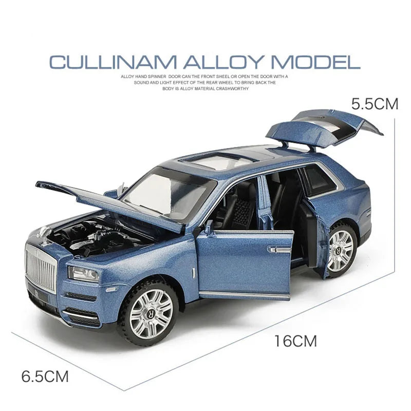 1:32 Scale Rolls Royce Cullinan Diecast Car Metal Model Sound And Light Pull Back SUV 7 Doors Can Be Opened For Kids Gifts Toys