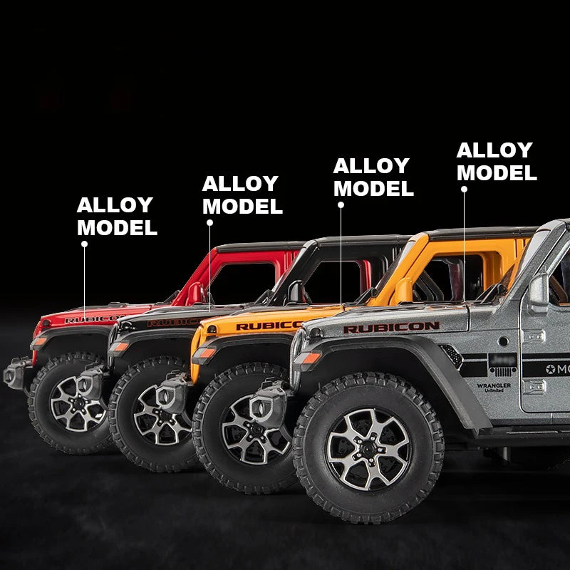 1:22 Jeeps Wrangler Rubicon Alloy Diecasts & Toy Vehicles Metal Toy Car Model Sound and light Pull back Collection Kids Toy Gift